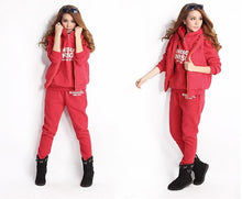Load image into Gallery viewer, Winter hoodies women sports suits 3pcs hooded pants vests   165