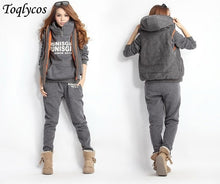 Load image into Gallery viewer, Winter hoodies women sports suits 3pcs hooded pants vests   165