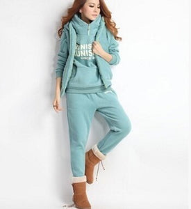 Winter hoodies women sports suits 3pcs hooded pants vests   165