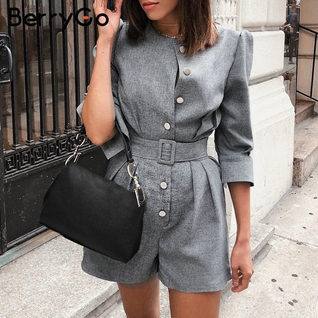 BerryGo Button blazer winter jumpsuit women overalls Office ladies jum Service Whip BerryGo Button blazer winter jumpsuit women overalls Office ladies jum Service Whip